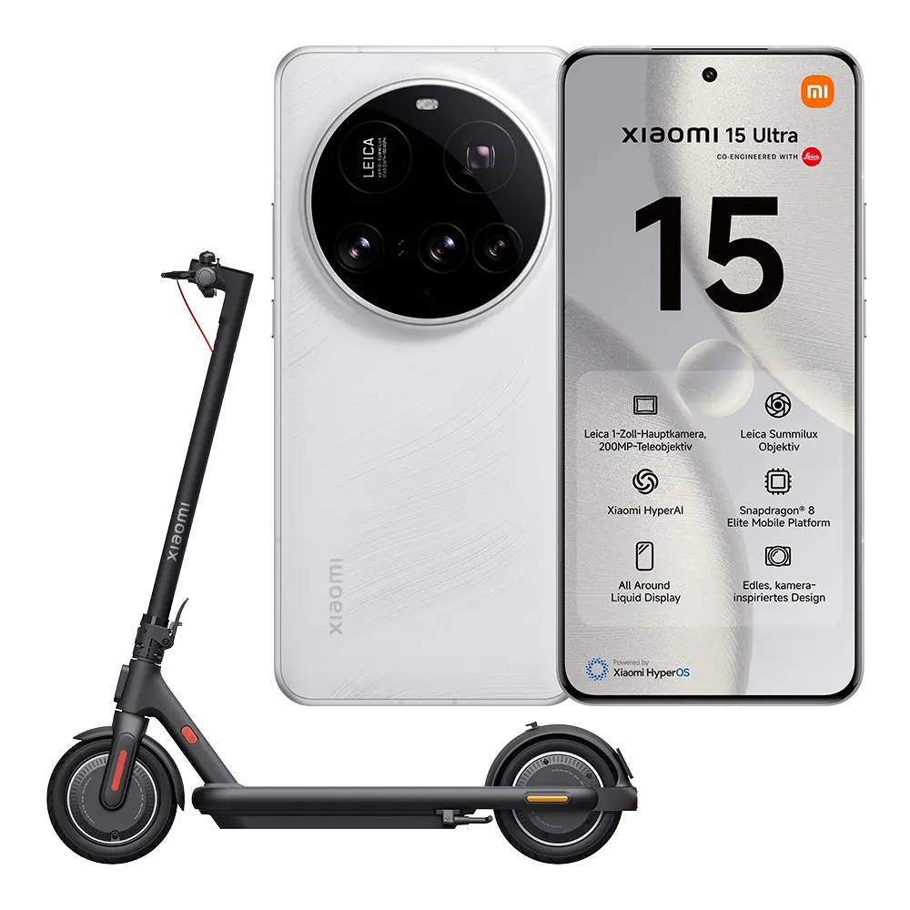 LAUNCH BUNDLE Xiaomi 15 Ultra 16GB/512GB White + E-Scooter 4 Pro Plus CH-Edition Schwarz