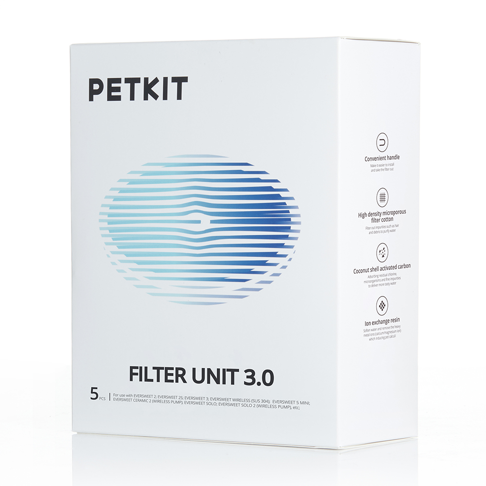 PETKIT Filter 3.0 für EVERSWEET 3 | 5 MINI | WIRELESS | SOLO | SOLO 2 Trinkbrunnen für Haustiere | 5 Stück